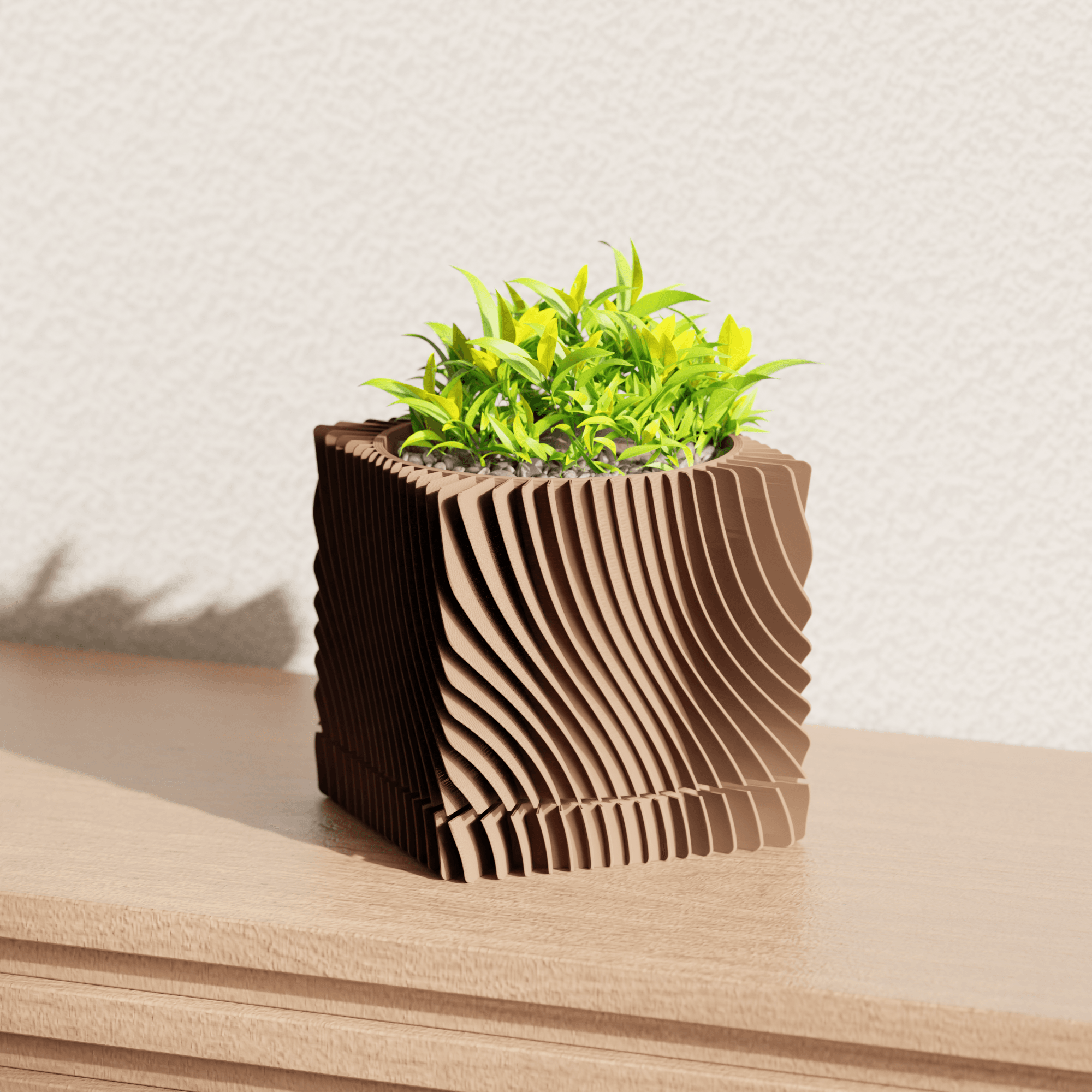 Planter with Drip Tray | 3D Printed Modern Geometry – 2", 3", 4" & 6" | PrintyPrints