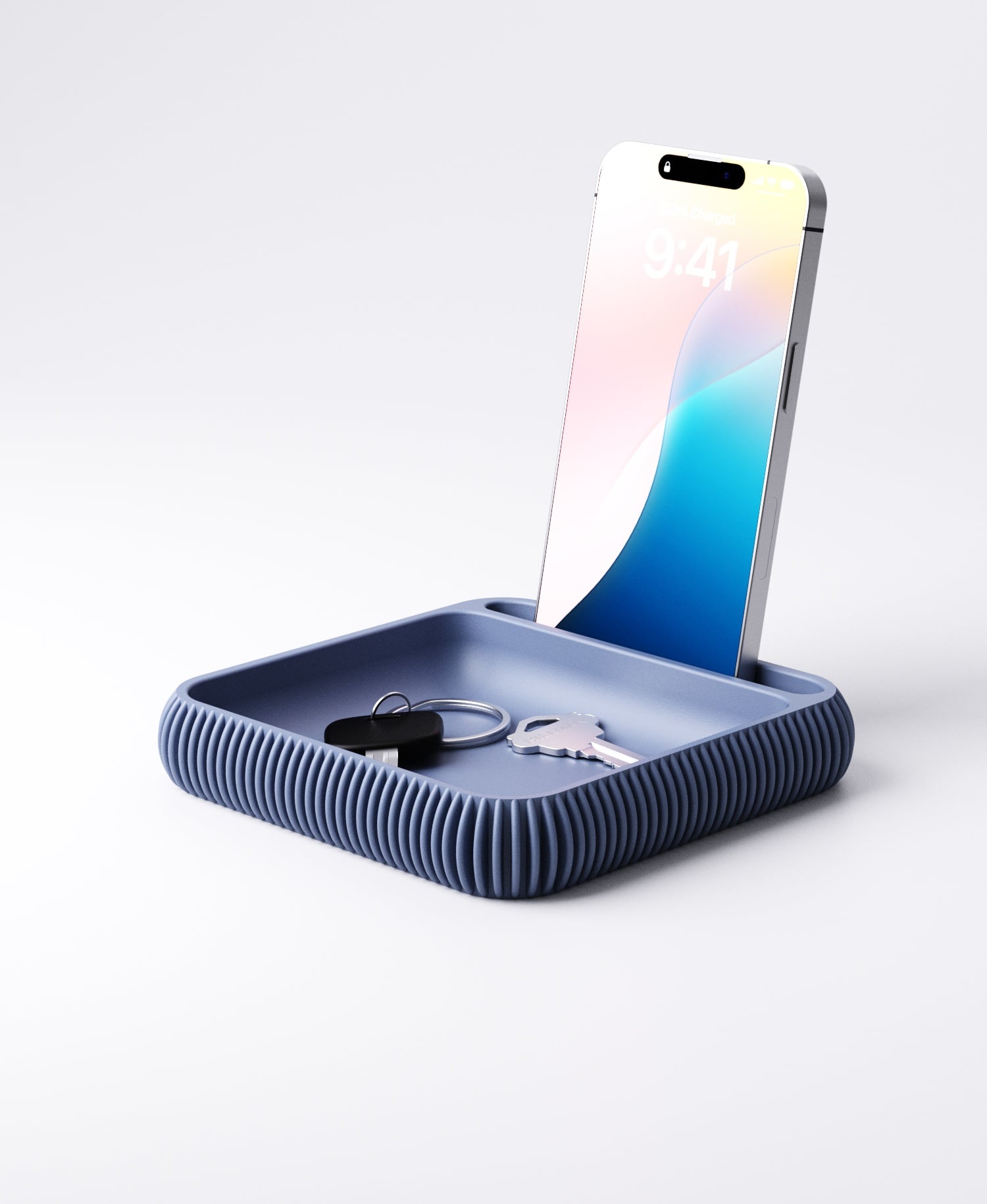 Phone Holder + Tray | 3D Printed Modern Geometry | PrintyPrints