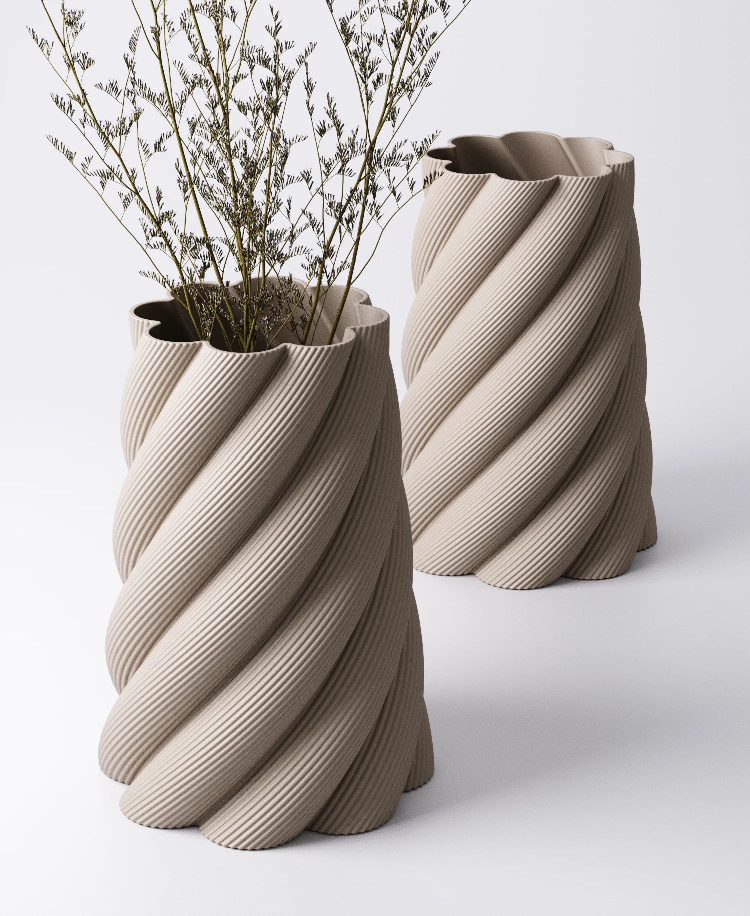 Spiral Vase  | 3D Printed Modern Ribbed Vase | Designed by Studio Loup